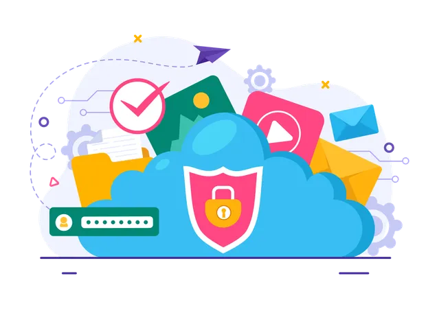Data Privacy Day Vector Illustration On January 28 With Lock On The Screen For Shield Information Document In Flat Cartoon Background Design 일러스트레이션