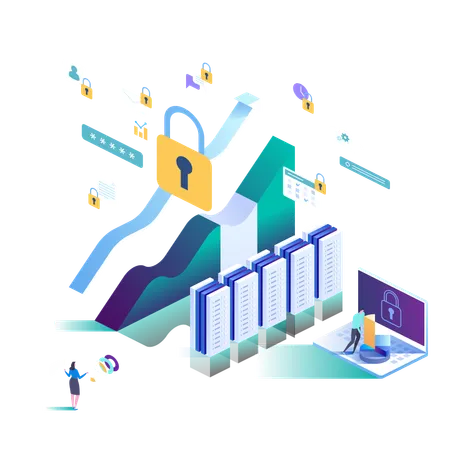 Data Protection Concept Vector Isometric Illustration For Landing Page Web Design Banner And Presentation 일러스트레이션