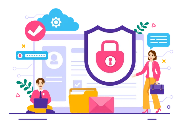 Data Privacy Day Vector Illustration On January 28 With Lock On The Screen For Shield Information Document In Flat Cartoon Background Design Illustration