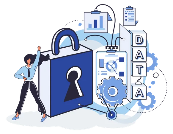 Data Protection Metaphor Privacy Information Security Secure Data Management And Protect Data Hacker Attacks Protected Access Control Antivirus Software Safe Internet Communication Secure Storage イラスト