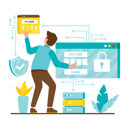 Data Protection with pin code  Illustration