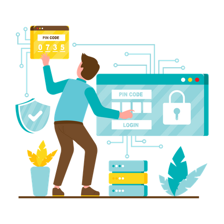 Data Protection with pin code  Illustration