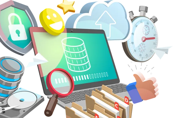 3 D Vector Conceptual Illustration Of Data Recovery Service Cloud Backup Technologies Illustration