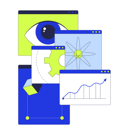 Data science in overlapping browser windows  Illustration