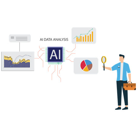 Data Scientist Analysing AI Results  Illustration
