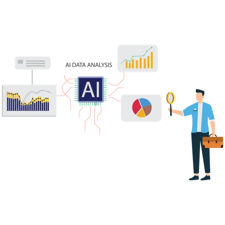 Data Scientist Analysing AI Results  Illustration