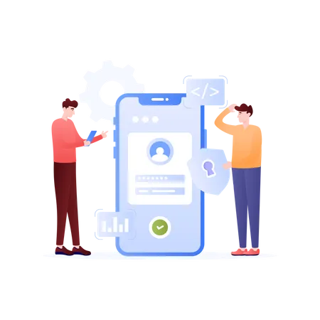 Mobile With Shield Concept Of Data Security Flat Illustration Illustration