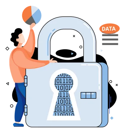 Data Protection Metaphor Privacy Information Security Secure Data Management And Protect Data Hacker Attacks Protected Access Control Antivirus Software Safe Internet Communication Secure Storage Illustration