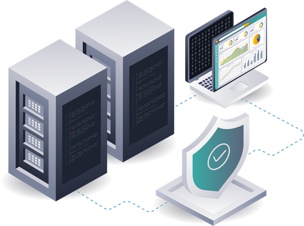 サーバーシステム技術のデータセキュリティ分析  イラスト