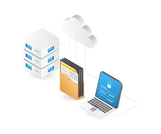 Data security network is stored in the cloud server  Illustration