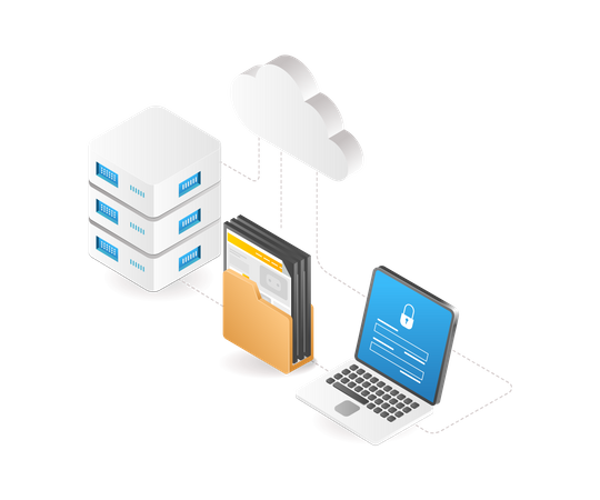 Data security network is stored in the cloud server  Illustration