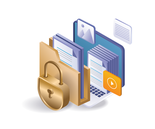 Data security padlock lock  Illustration