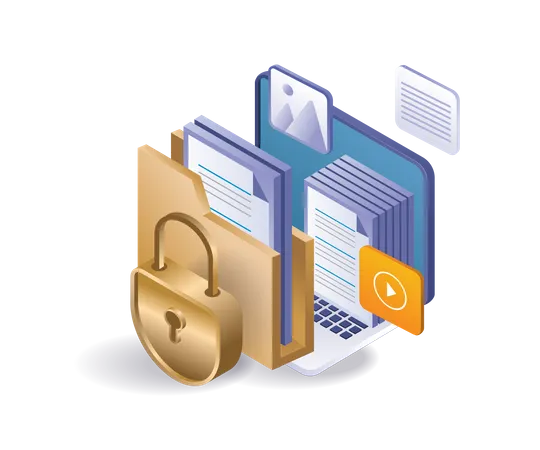 Data security padlock lock Illustration