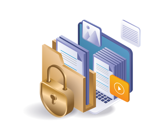 Data security padlock lock  Illustration