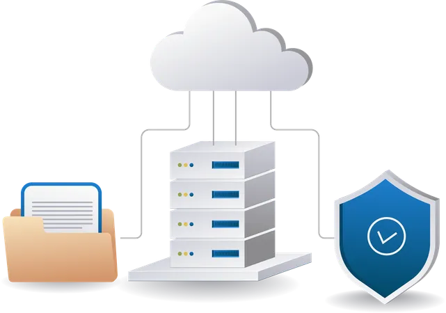Data security stored on cloud server  Illustration