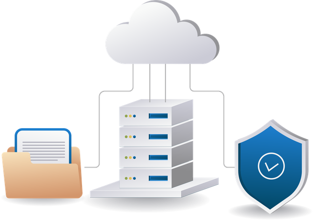 Data security stored on cloud server  Illustration