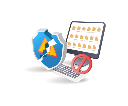 Data security warning technology in computer  Illustration