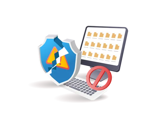 Data security warning technology in computer  Illustration