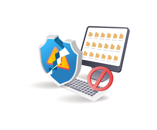 Data security warning technology in computer  イラスト