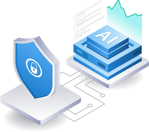 Data security with artificial intelligence technology  Illustration