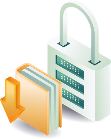 Data security with padlock  Illustration