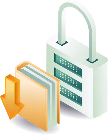 Data security with padlock  Illustration