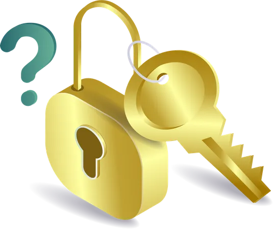 Data security with padlock key  Illustration