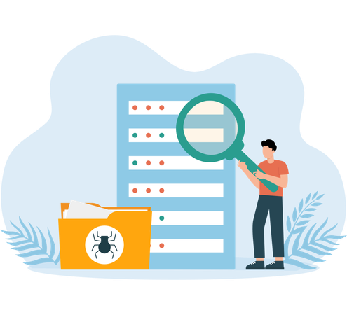 Data server checked against viruses  Illustration