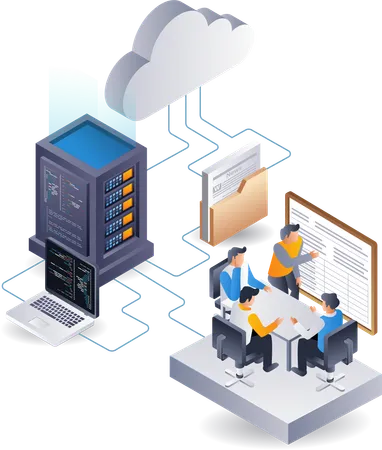 Data server web application system development team  Illustration
