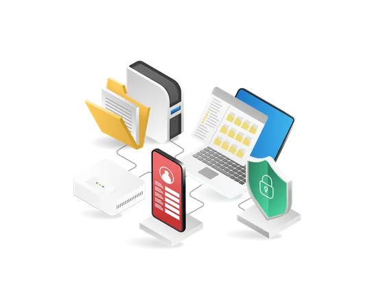 Data sharing network security  Illustration