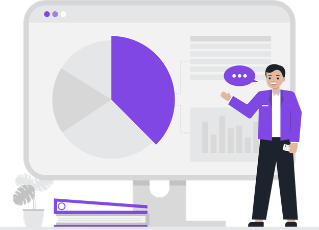 Data specialist presenting business data  Illustration