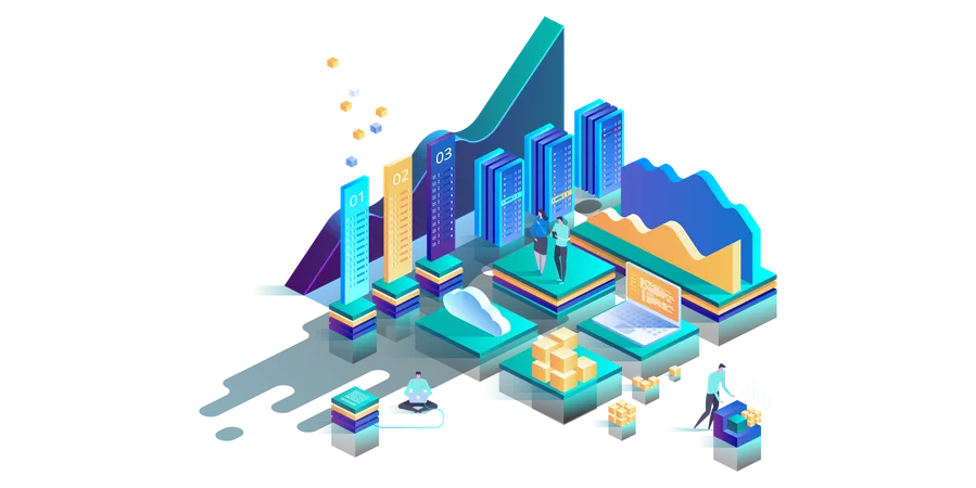 Data Analysis And Statistics Concept Vector Isometric Illustration Business Analytics Data Visualization Technology Internet And Network Concept Data And Investments Illustration