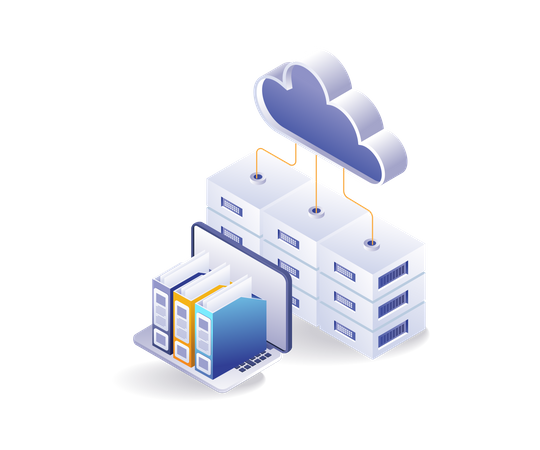 Data storage in cloud server technology  Illustration