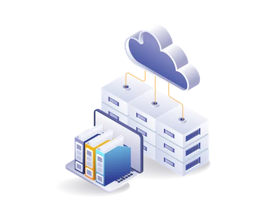 Data storage in cloud server technology  Illustration