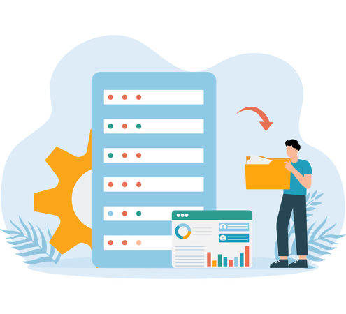 Data Storage of information on servers  Illustration