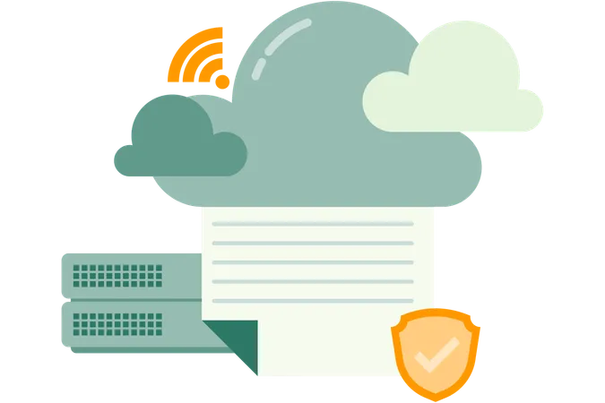 Data Storage On Cloud Servers  Illustration