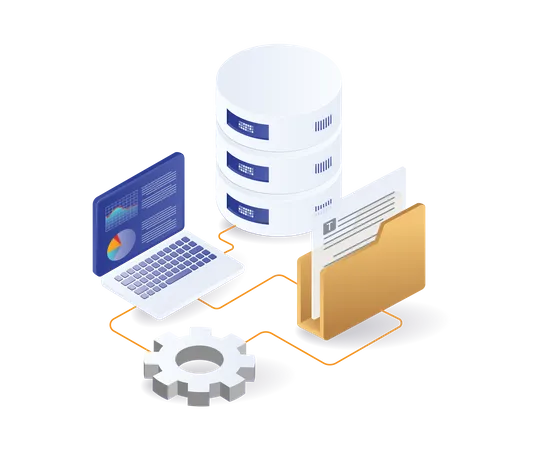 Data storage server analyst management network  Illustration