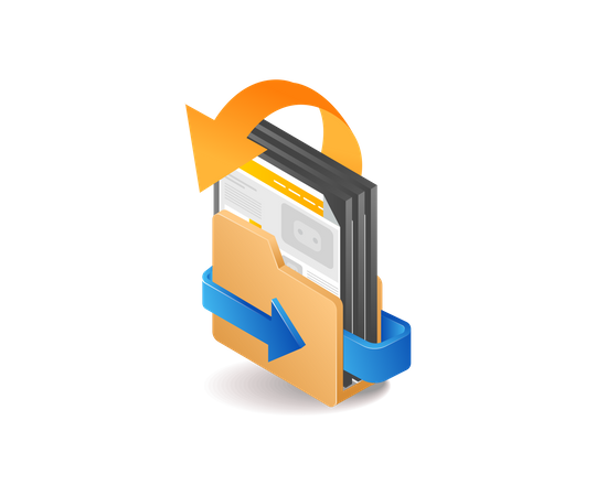 Data template web blog design files in a folder  Illustration