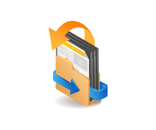 Data template web blog design files in a folder  Illustration