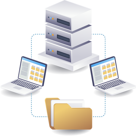 Data transfer between computers server  Illustration