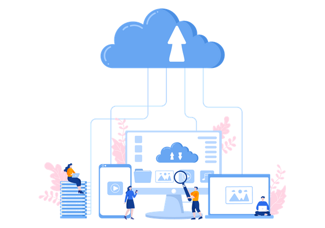 Data Uploading to Cloud  Illustration