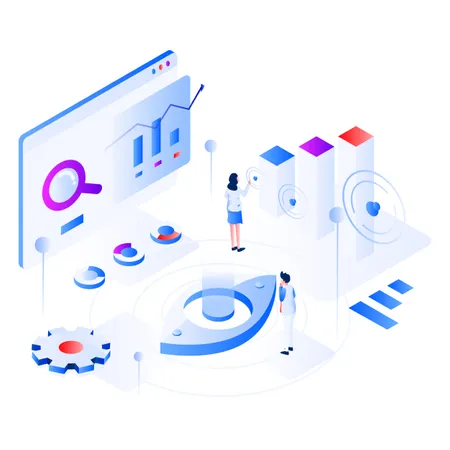 Data Virtualization Isometric  Illustration