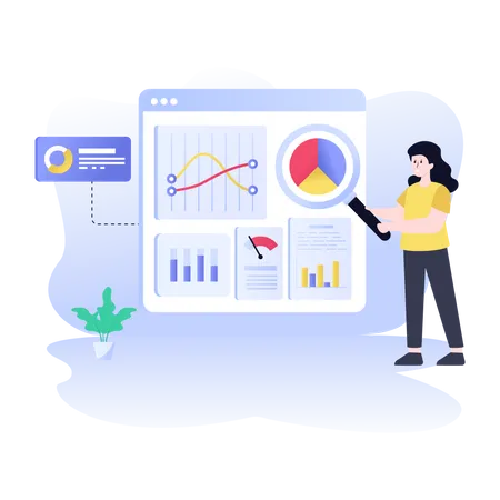 Person Checking Website Data Concept Of Data Visualization Flat Illustration イラスト