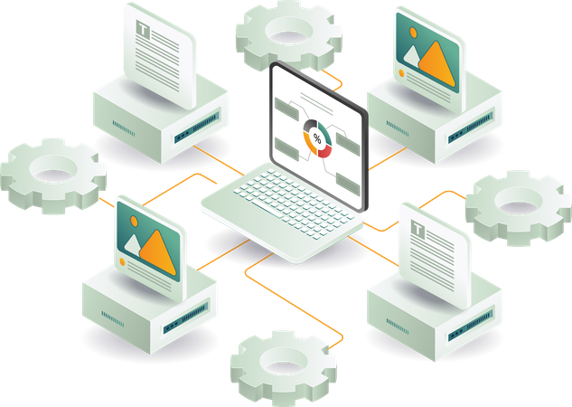 Database computer and analysis network  Illustration