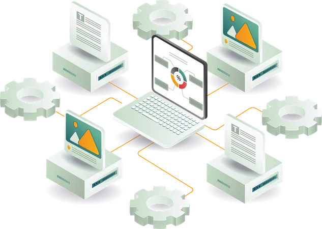 Database computer and analysis network  Illustration