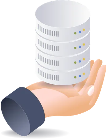 Database control in hand  Illustration