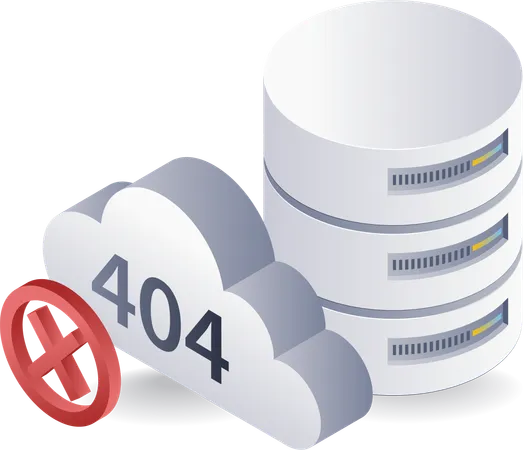 Database error 404 technology system  Illustration