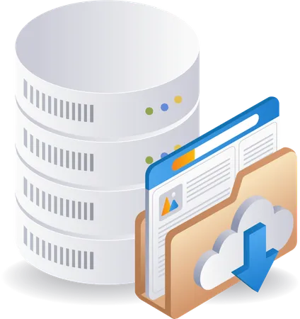 Database folder server technology  Illustration