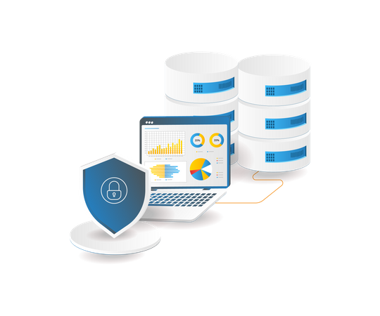 Database security data analysis management  Illustration