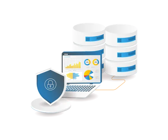 Database security data analysis management  Illustration